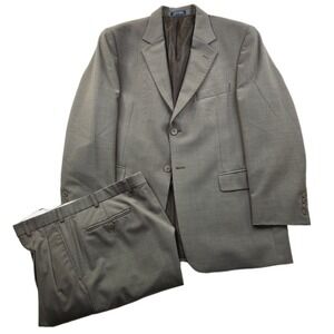 Stafford Suit Set Mens 42R 2 Piece Pants 38x29 Tan Taupe Wool Blend Washable